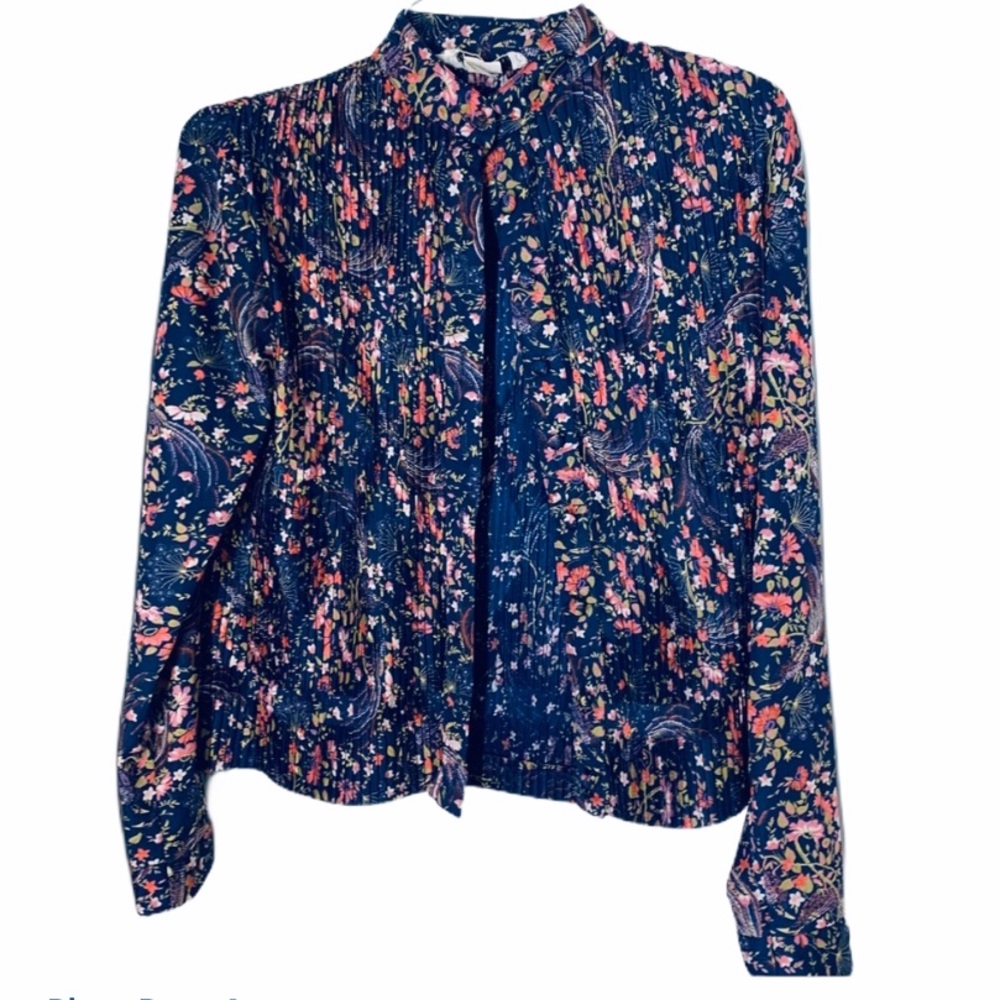 P.C.F Petite vintage floral print blue blouse